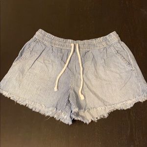 Aerie Pinstripe Frayed Soft Shorts